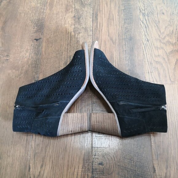 Toms Perforated Peep Toe Suede Bootie in Black Size 9M - Picture 5 of 8